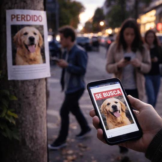 Ejemplo de segmentación geográfica de la difusión digital alrededor de la zona donde se perdió la mascota
